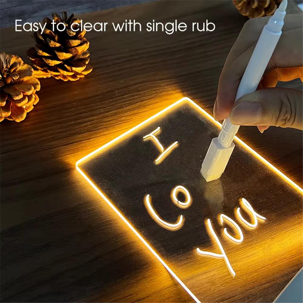 Transparent Luminous LED Night Lights USB Luminous Acrylic Night Light Erasable Write Message Board Calendar Desktop Ornaments - CasaClick