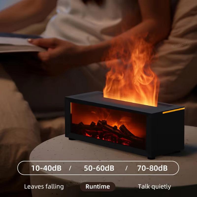 Simulated Fireplace Diffuser Aroma Essential Oil Air Humidifier with Timer Remote & Colorful Night Light for Home Creative Gift - CasaClick