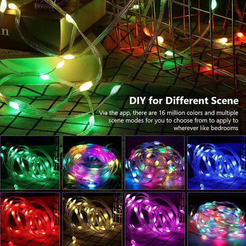 Dreamcolor Rgb Led Strip WS2812B Bluetooth Smart String Fairy Lights Christmas Garland Light Waterproof for Party Curtain Room - CasaClick