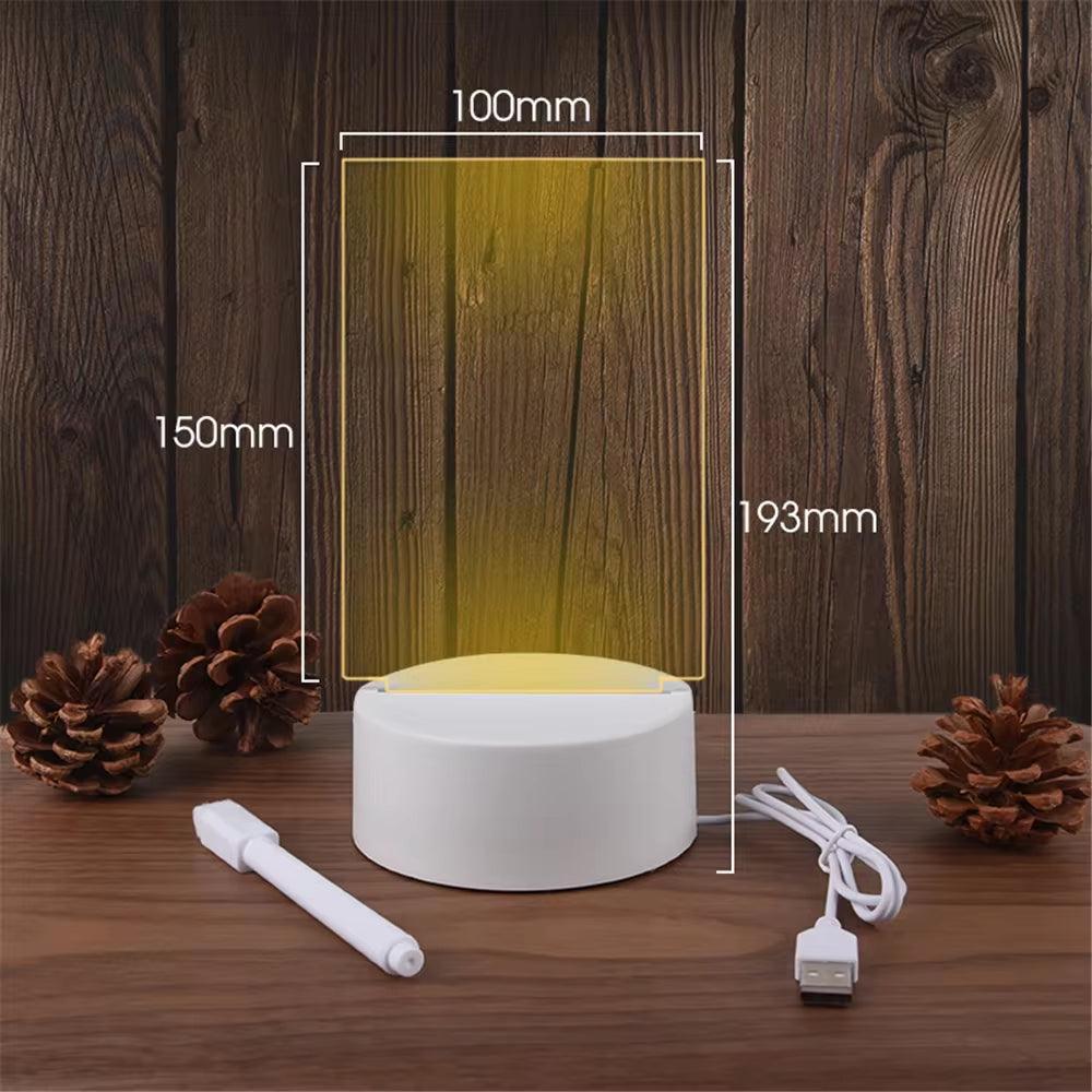 Transparent Luminous LED Night Lights USB Luminous Acrylic Night Light Erasable Write Message Board Calendar Desktop Ornaments - CasaClick