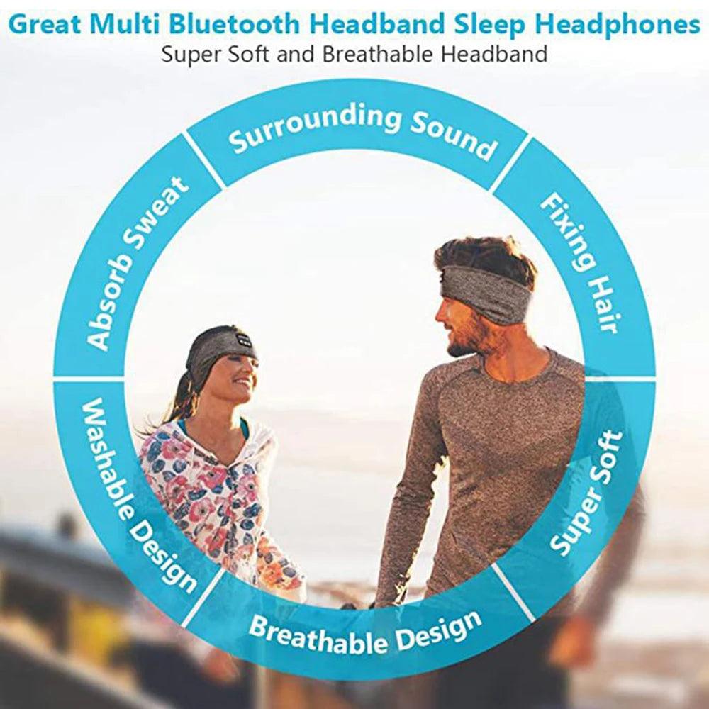 Bluetooth-Compatible Earphones Sports Sleeping Headband Elastic Wireless Headphones Music Eye Mask Wireless Eye Headset Headband - CasaClick