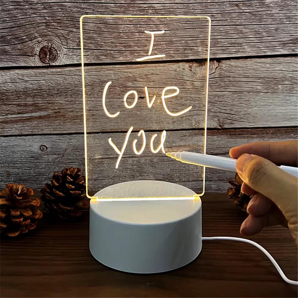 Transparent Luminous LED Night Lights USB Luminous Acrylic Night Light Erasable Write Message Board Calendar Desktop Ornaments - CasaClick