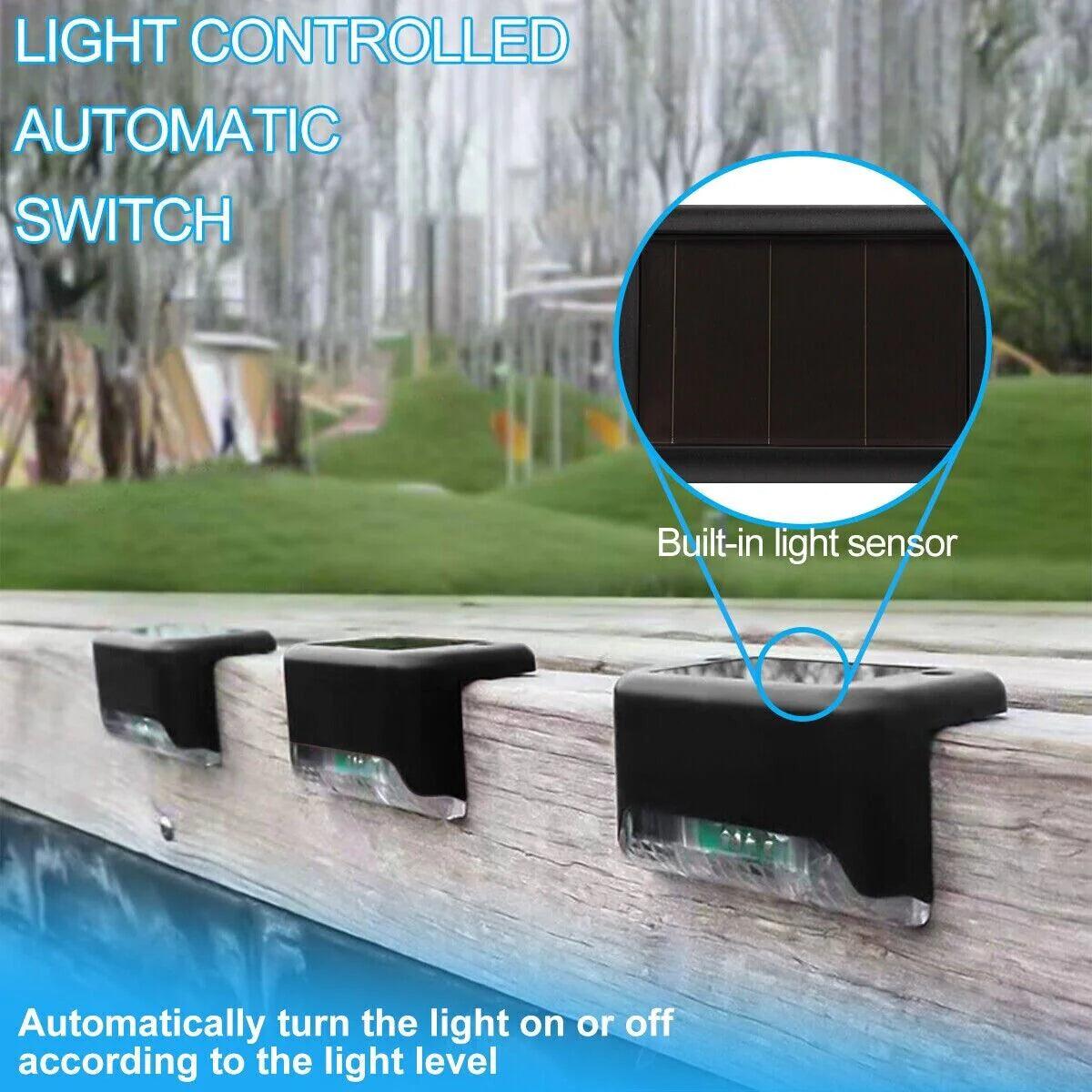 8 Pack New Solar Deck Lights Outdoor Waterproof LED Steps Lamps for Stairs Fence - CasaClick