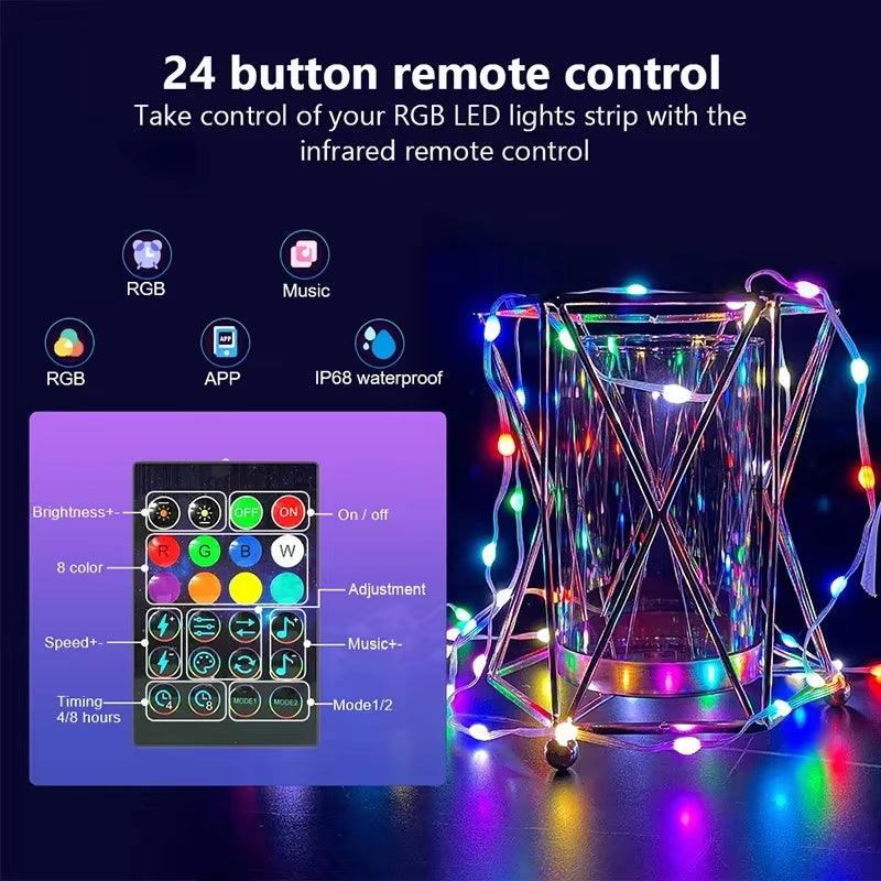 Dreamcolor Rgb Led Strip WS2812B Bluetooth Smart String Fairy Lights Christmas Garland Light Waterproof for Party Curtain Room - CasaClick