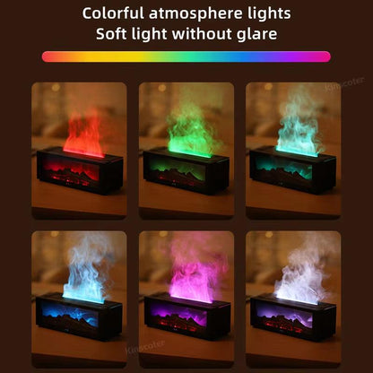 Simulated Fireplace Diffuser Aroma Essential Oil Air Humidifier with Timer Remote & Colorful Night Light for Home Creative Gift - CasaClick