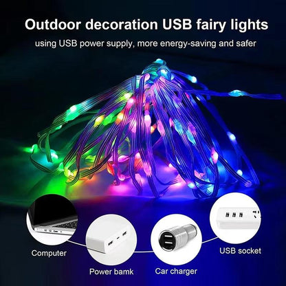 Dreamcolor Rgb Led Strip WS2812B Bluetooth Smart String Fairy Lights Christmas Garland Light Waterproof for Party Curtain Room - CasaClick