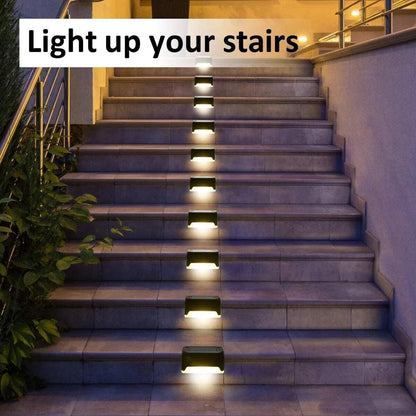 8 Pack New Solar Deck Lights Outdoor Waterproof LED Steps Lamps for Stairs Fence - CasaClick