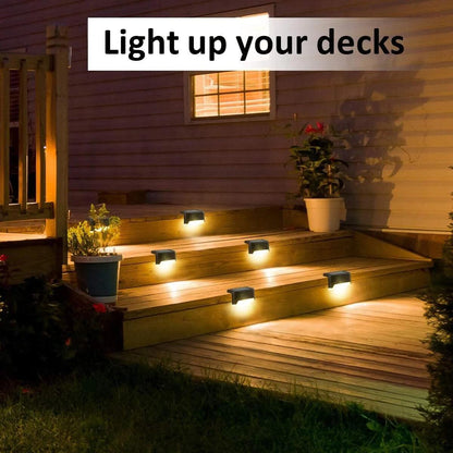 8 Pack New Solar Deck Lights Outdoor Waterproof LED Steps Lamps for Stairs Fence - CasaClick