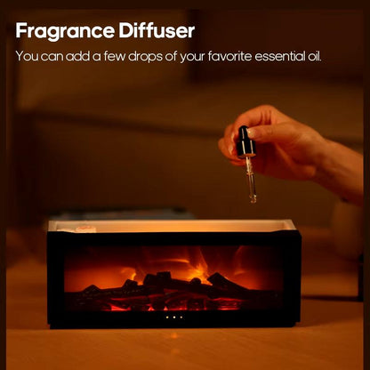 Simulated Fireplace Diffuser Aroma Essential Oil Air Humidifier with Timer Remote & Colorful Night Light for Home Creative Gift - CasaClick