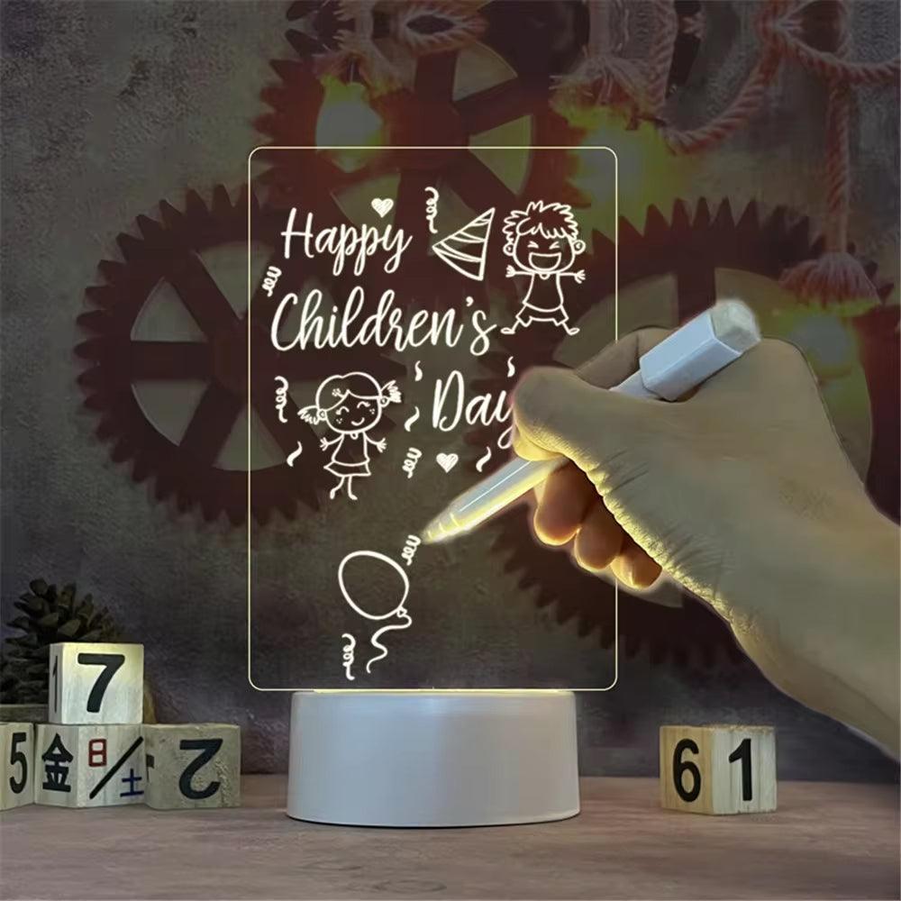 Transparent Luminous LED Night Lights USB Luminous Acrylic Night Light Erasable Write Message Board Calendar Desktop Ornaments - CasaClick