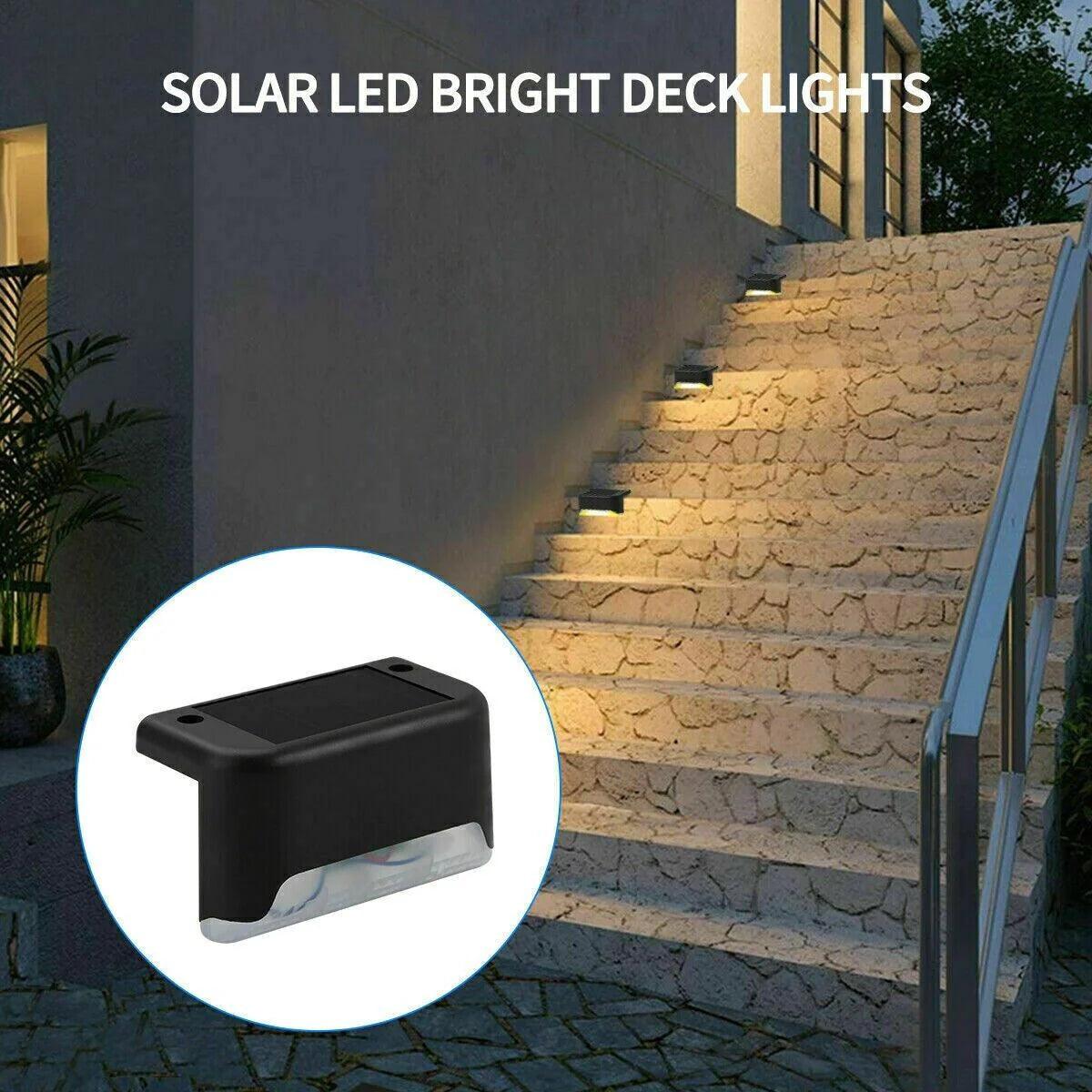 8 Pack New Solar Deck Lights Outdoor Waterproof LED Steps Lamps for Stairs Fence - CasaClick